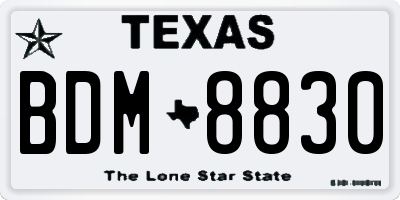 TX license plate BDM8830