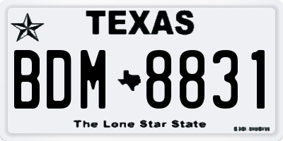 TX license plate BDM8831
