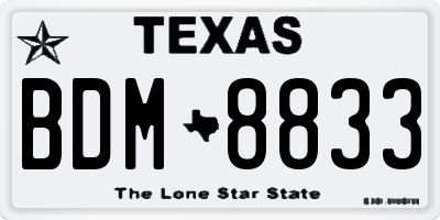 TX license plate BDM8833