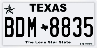 TX license plate BDM8835