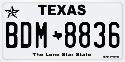 TX license plate BDM8836