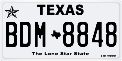TX license plate BDM8848