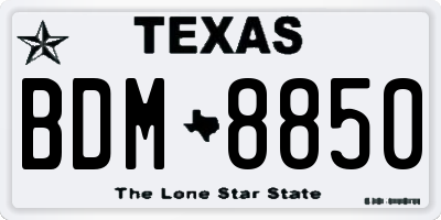 TX license plate BDM8850