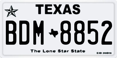 TX license plate BDM8852