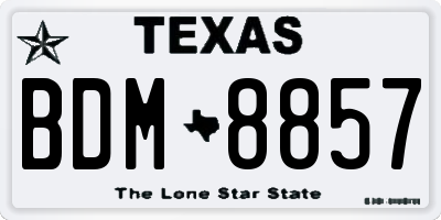 TX license plate BDM8857