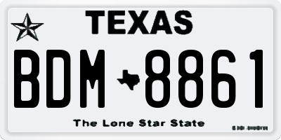 TX license plate BDM8861