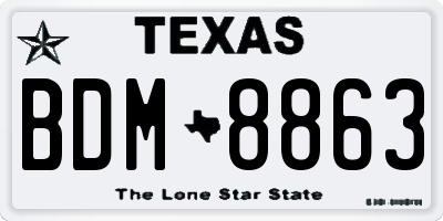 TX license plate BDM8863
