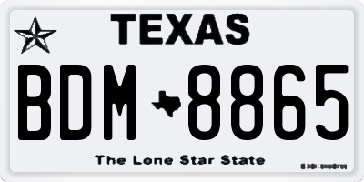 TX license plate BDM8865
