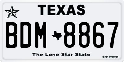 TX license plate BDM8867