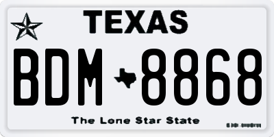TX license plate BDM8868