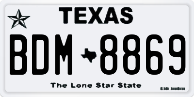 TX license plate BDM8869