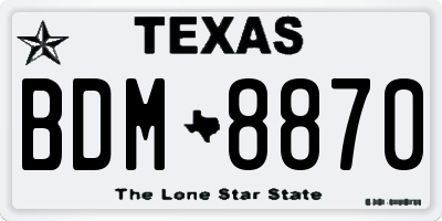 TX license plate BDM8870