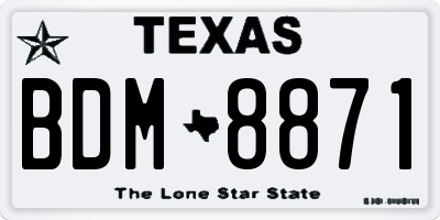 TX license plate BDM8871