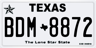 TX license plate BDM8872