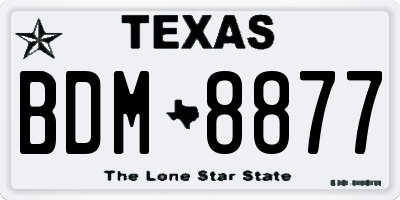 TX license plate BDM8877