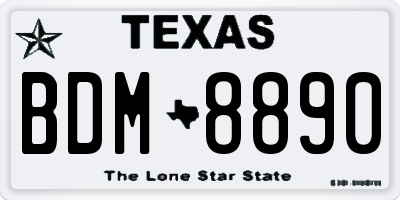 TX license plate BDM8890