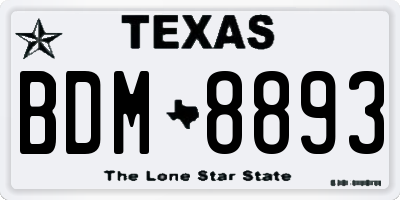 TX license plate BDM8893