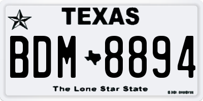 TX license plate BDM8894