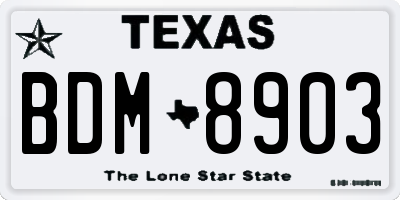 TX license plate BDM8903