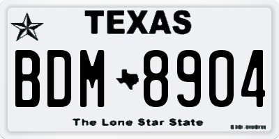 TX license plate BDM8904