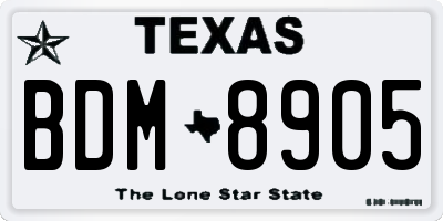TX license plate BDM8905