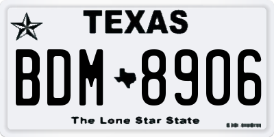 TX license plate BDM8906