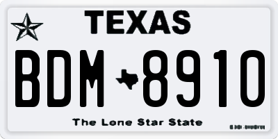 TX license plate BDM8910