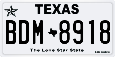TX license plate BDM8918