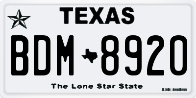 TX license plate BDM8920