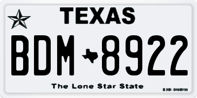 TX license plate BDM8922