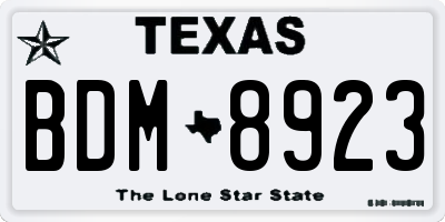 TX license plate BDM8923