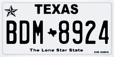 TX license plate BDM8924