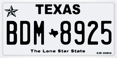 TX license plate BDM8925