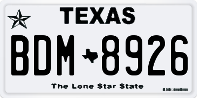TX license plate BDM8926