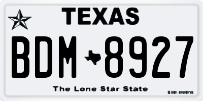 TX license plate BDM8927