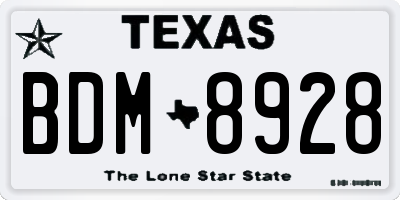 TX license plate BDM8928