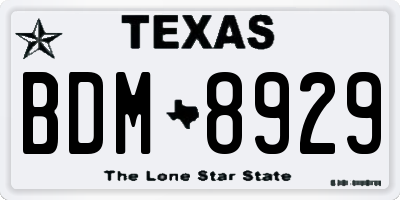 TX license plate BDM8929