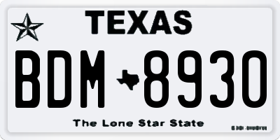 TX license plate BDM8930