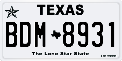 TX license plate BDM8931