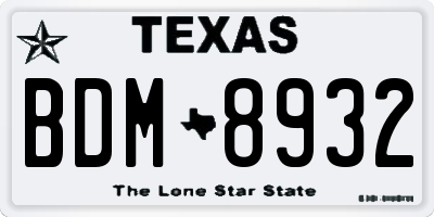 TX license plate BDM8932