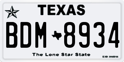 TX license plate BDM8934