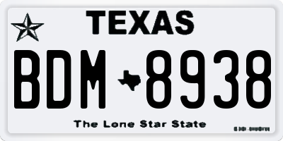 TX license plate BDM8938