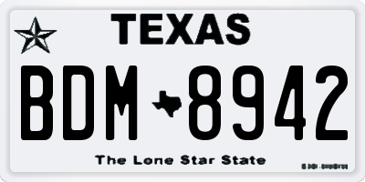 TX license plate BDM8942