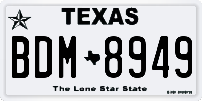 TX license plate BDM8949