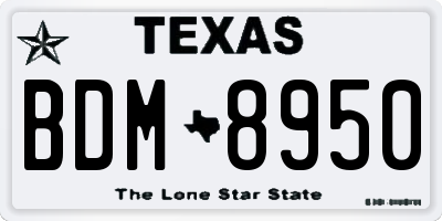 TX license plate BDM8950