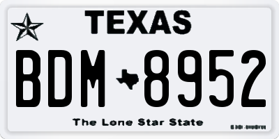 TX license plate BDM8952
