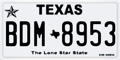 TX license plate BDM8953