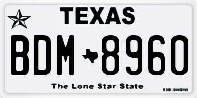 TX license plate BDM8960