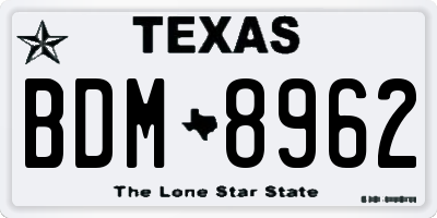 TX license plate BDM8962