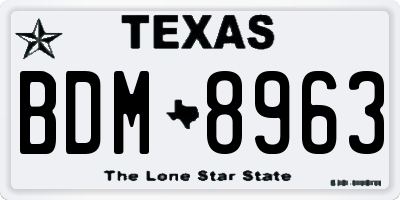 TX license plate BDM8963